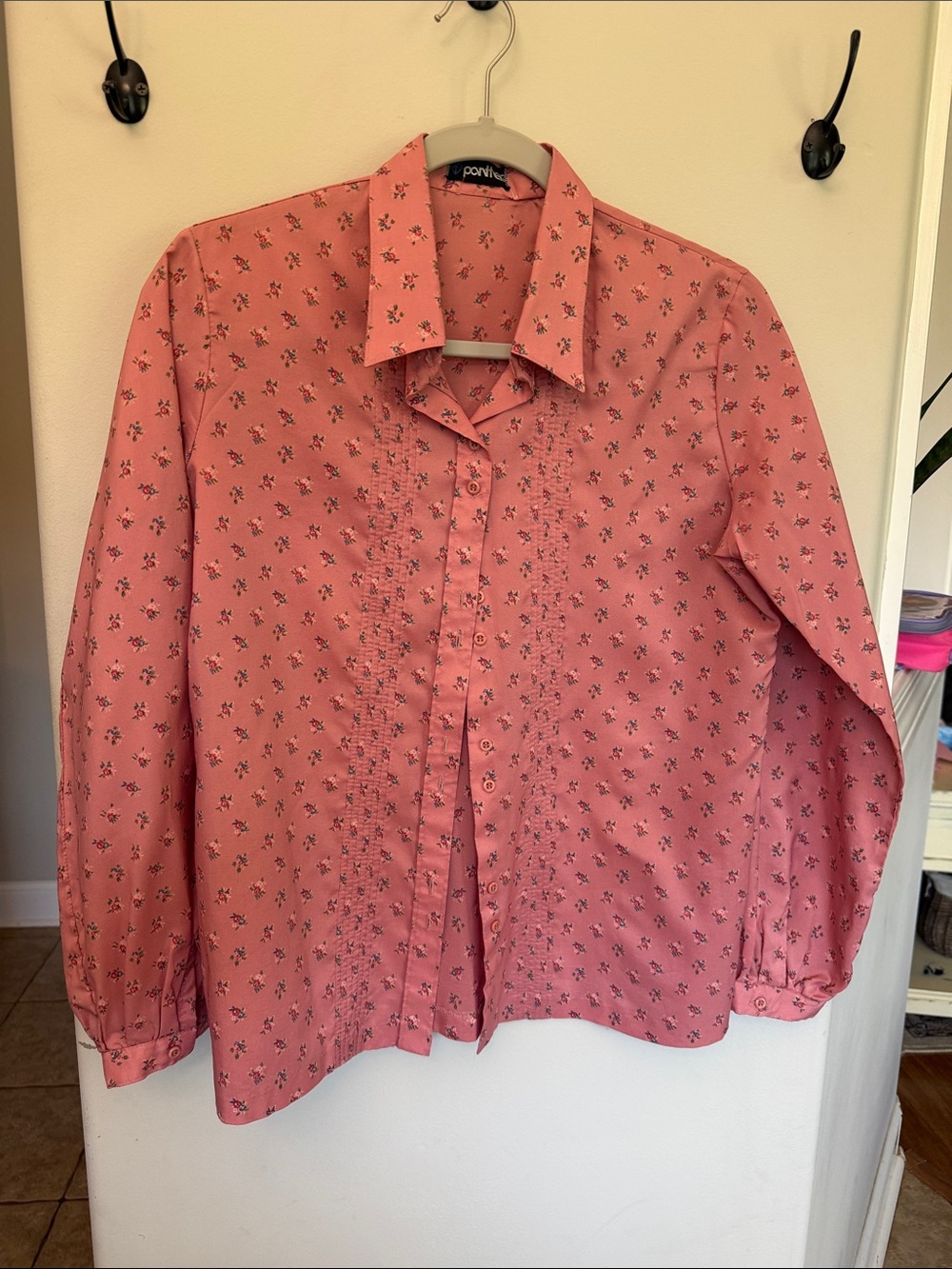 Ponix Coral Pink Floral Long-Sleeve Dress Shirt